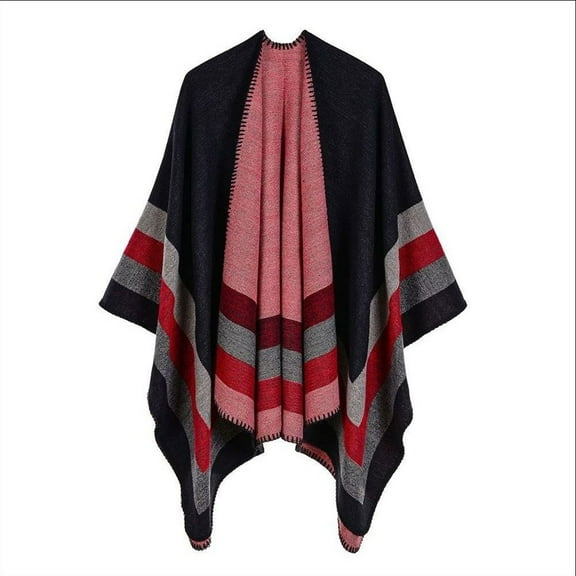 HKEJIAOI Women's Shawl Wraps Open Front Poncho Cape Oversized Sweaters Casual Cardigan Shawls for Fall Winter