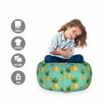 thumbnail image 2 of Fruit Storage Toy Bag Chair, Tropical Pineapples and Leaves Exotic Hawaiian Cuisine Vintage Design, Stuffed Animal Organizer Washable Bag, Large Size, Turquoise Yellow, by Ambesonne, 2 of 3