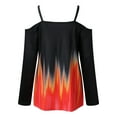 thumbnail image 2 of Eashery Floral Blouse Plus-Size Tops for Women Summer V Neck T Shirts Color Block Raglan Tees Orange M, 2 of 4