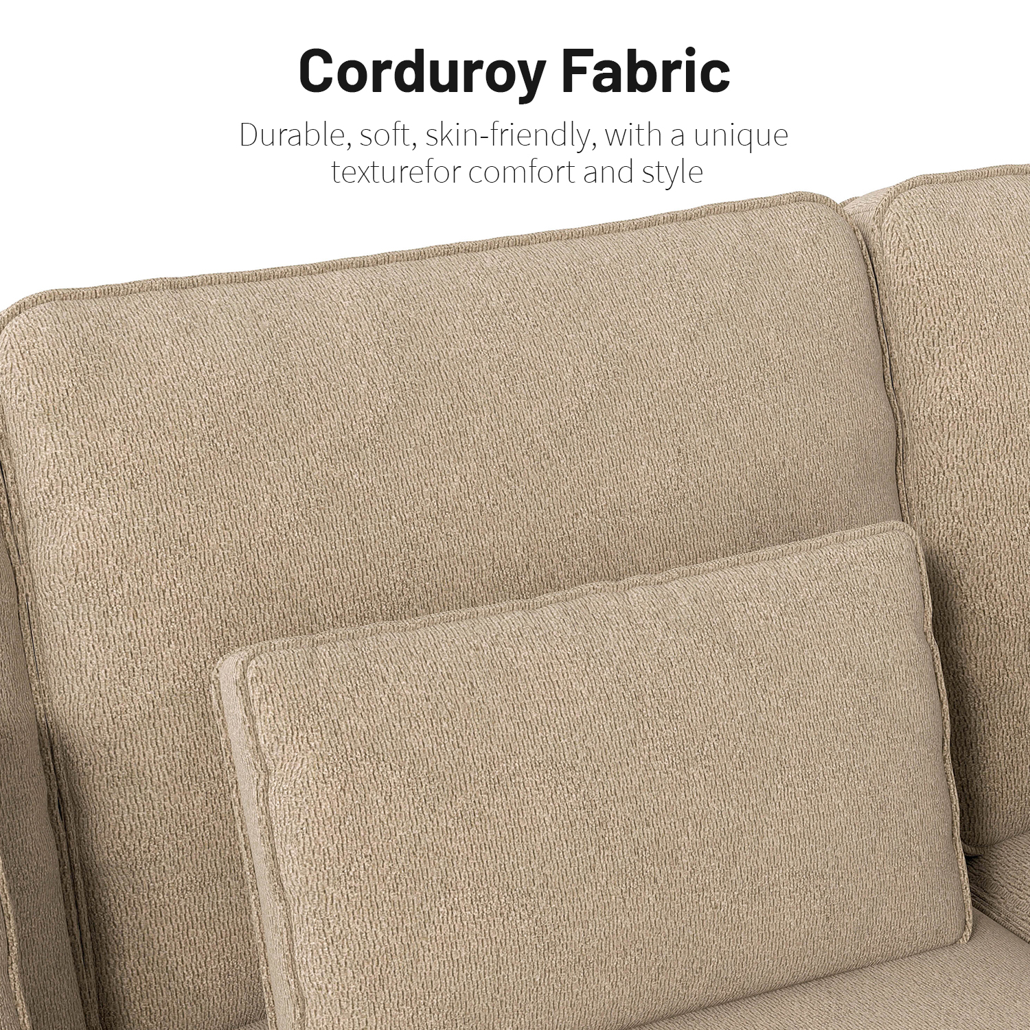 BSHTI Chenille Deep Seat Single Sofa Chair with Brushed Stainless Steel Cup Holder and Decorative Pillow – Modern Cozy Accent Chair for Living Room