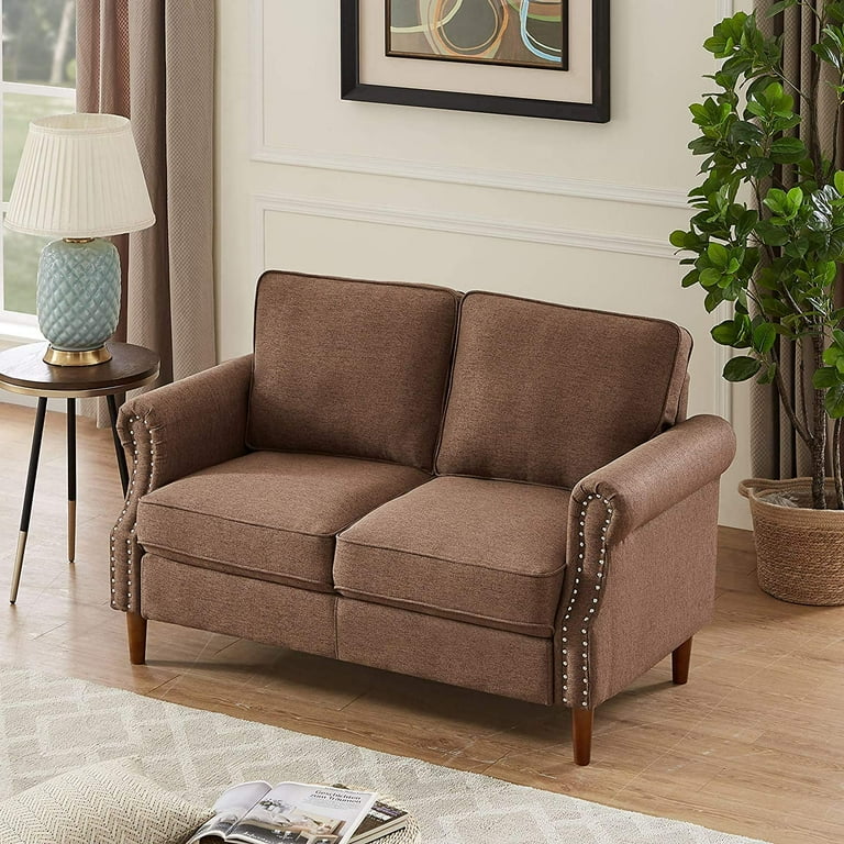 Loveseat Sofa for Living Room Furniture with Rivet Modern Design High Stretch Settee Couch Soft Fabric Upholstery