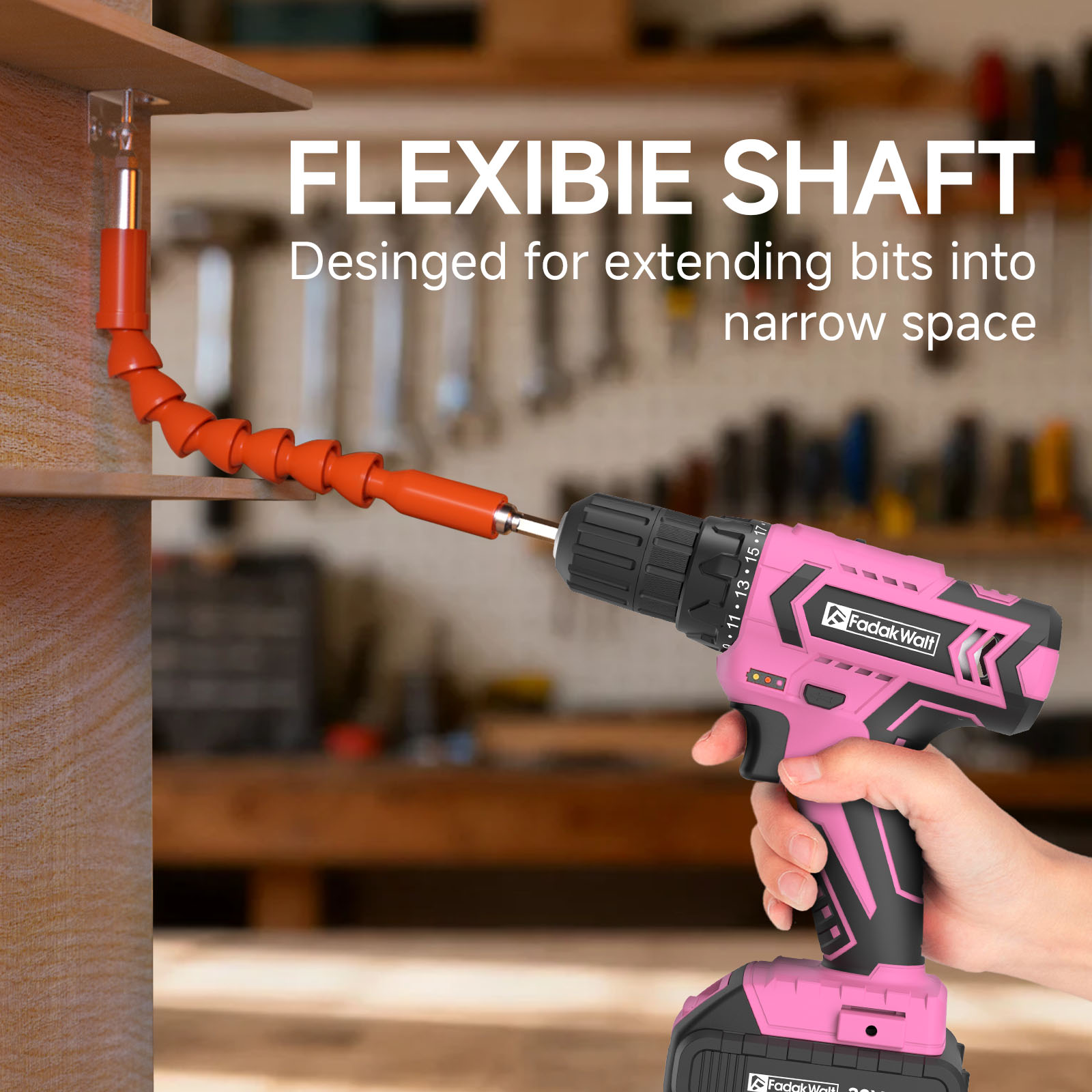 20V MAX Cordless Drill Set with Battery & Charger, 280 in-lbs Power Drill Kit, 2-Speed (0-1400 RPM), 21+1 Torque, 3/8" Keyless Chuck, 30pc Drill/Driver Bits, LED Light for Wood/Metal/Concrete(Pink)