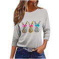 thumbnail image 3 of Tisuna Womens Easter T Shirt Bunny Egg Print 3/4 Sleeve Crew Neck Classic Basic Tee Breathable Modern Fit Ladies Festival Playwear Outfits Grey Size Xxxxl, 3 of 7