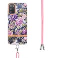 thumbnail image 4 of Flower Pattern Case for Samsung Galaxy A03s, Detachable Shoulder Strap Lanyard Crossbody Slim Lightweight Floral Cover with Soft Silicone Shockproof Drop Resistant Case, Purple Peony, 4 of 4
