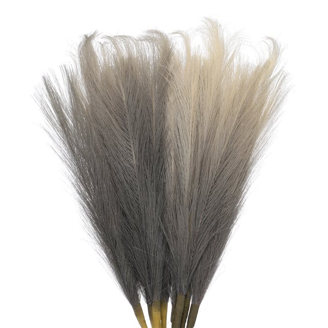 Unique Bargains 4Pcs Faux Pampas Grass 35.4' Tall 9 Branches Artificial Reed Fluffy Stems for Home Kitchen Vase Gray