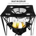 thumbnail image 3 of OVENTE Collapsible Folding Camping Table with Insulated Cooler, 4 Cup Holders, Food Basket and Travel Bag, Portable Tailgating Table for Fishing, Outdoor Barbecue or Beach Parties, Black POTC0014B, 3 of 7