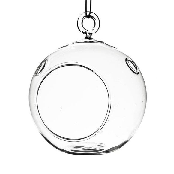 Athenas Garden HCH0105 5 in. Clear Round Hanging Terrarium Globe, Set of 2