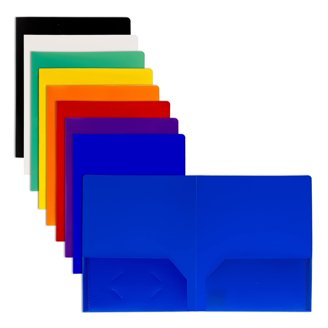 ViVin 60-Pack Plastic 2-Pocket Folders - Heavy Duty Letter Size, 6 Colors, For School & Office