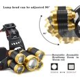 thumbnail image 2 of Faro delantero LED CREE superbrillante, 4 modos, 12000 lúmenes, 5 faros LED con batería recargable, cargador de coche, cargador de pared y cable USB, ideal para correr, acampar, senderismo y más (dorado) Ormromra WMZL-1528, 2 of 7