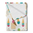 thumbnail image 2 of Ice Cream Soft Flannel Fleece Throw Blanket, Pattern in Scandinavian Style Cones with Colorful Scoops and Geometric Design, Cozy Plush for Indoor and Outdoor Use, 50" x 70", Multicolor, by Ambesonne, 2 of 5