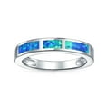 thumbnail image 2 of Bling Jewelry Womens  Blue Opal Inlay Stackable 1/2 Eternity Band Ring Sterling Silver, 2 of 6