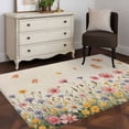 thumbnail image 3 of Spring Flower Area Rugs 4x6 ft Vintage Watercolor Pink Yellow Blue Floral Butterfly Linen Texture Washable Rug Non Slip Indoor Carpet Absorbent Floor Mat for Living Room Bedroom Dining Room, 3 of 9