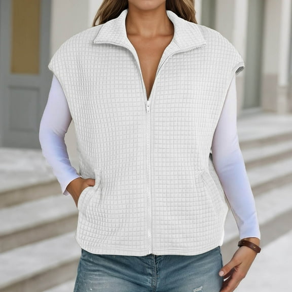 TIANZEN Knit Zip Front Vest Sleeveless Oversized Outerwear With Side Pockets Casual Layering Cardigan Two Vest Denim Vest Sweater Sleeves Juniors Flannel Vest