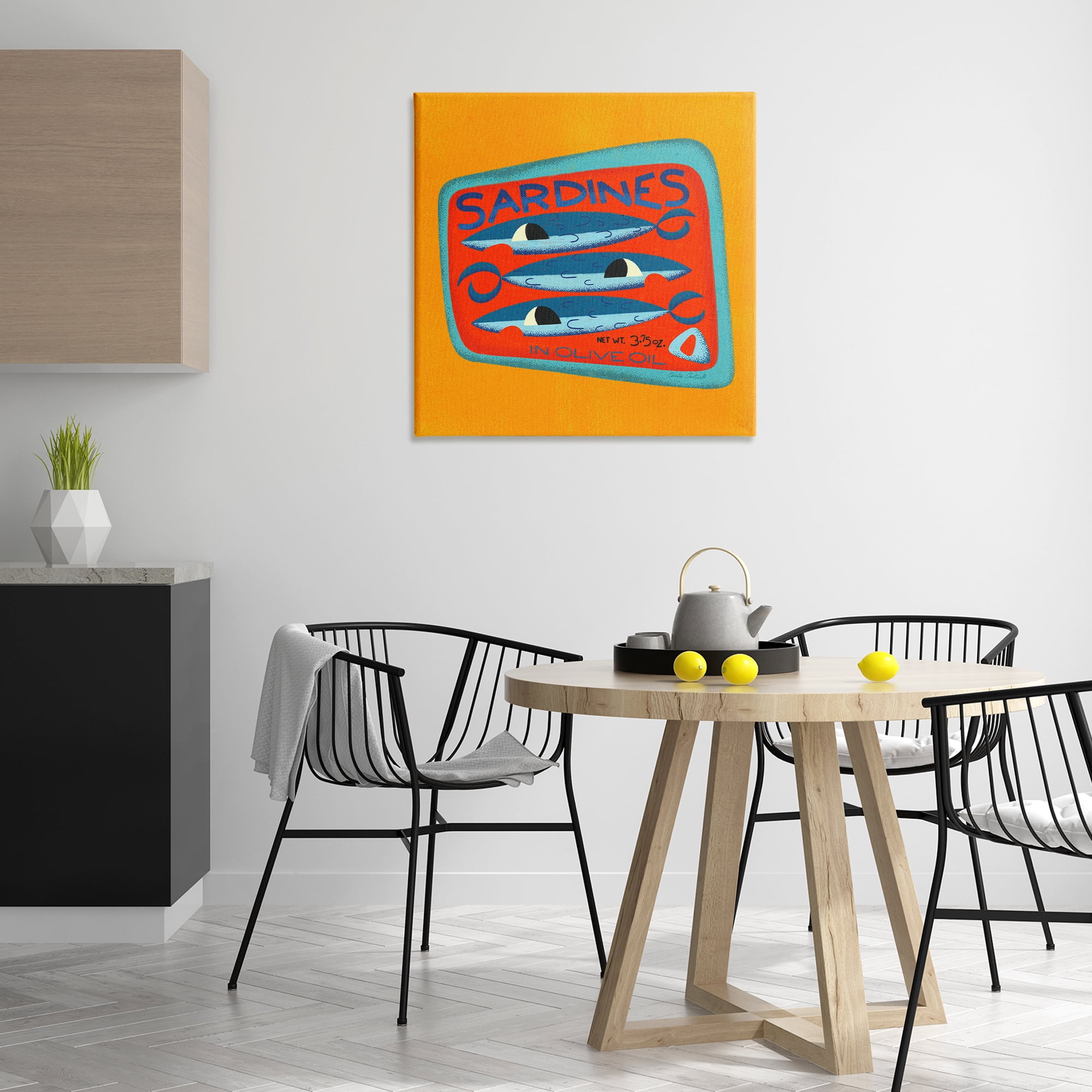 Stupell Industries Bright Hued Sardine Can Food & Beverage Painting Wrapped Canvas Art Print Wall Art, 30 x 30