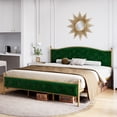 thumbnail image 2 of Tookss Full/Queen /King Size Bed Frame, Velvet Upholstered Platform Bed with Button Tufted Headboard, Heavy Duty Mattress Foundation with Solid Wood Slats Support, No Box Spring Needed, 2 of 9