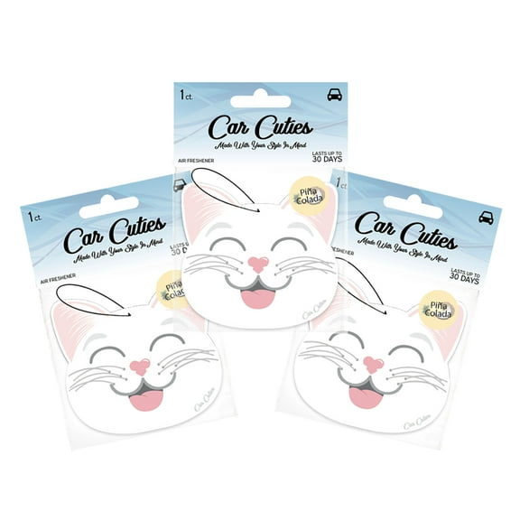 Car Cuties - Cute CAT Car Air Fresheners, Pina Colada Scent - Pack of 3