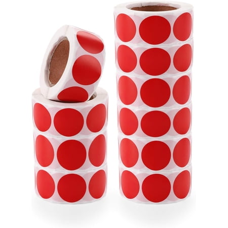 5000Pcs Color Coding Labels, 1 inch Round Color-Code Dot Label Permanent Adhesive Circle Stickers Dots Labels Glossy Writable Paper Stickers, 500 Labels Per Roll, 10 Roll, Red