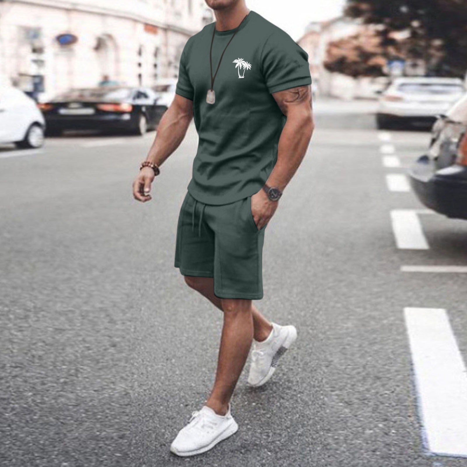 SIENDIU Men's Workout Sets Athletic Clothes Soccer Shirts