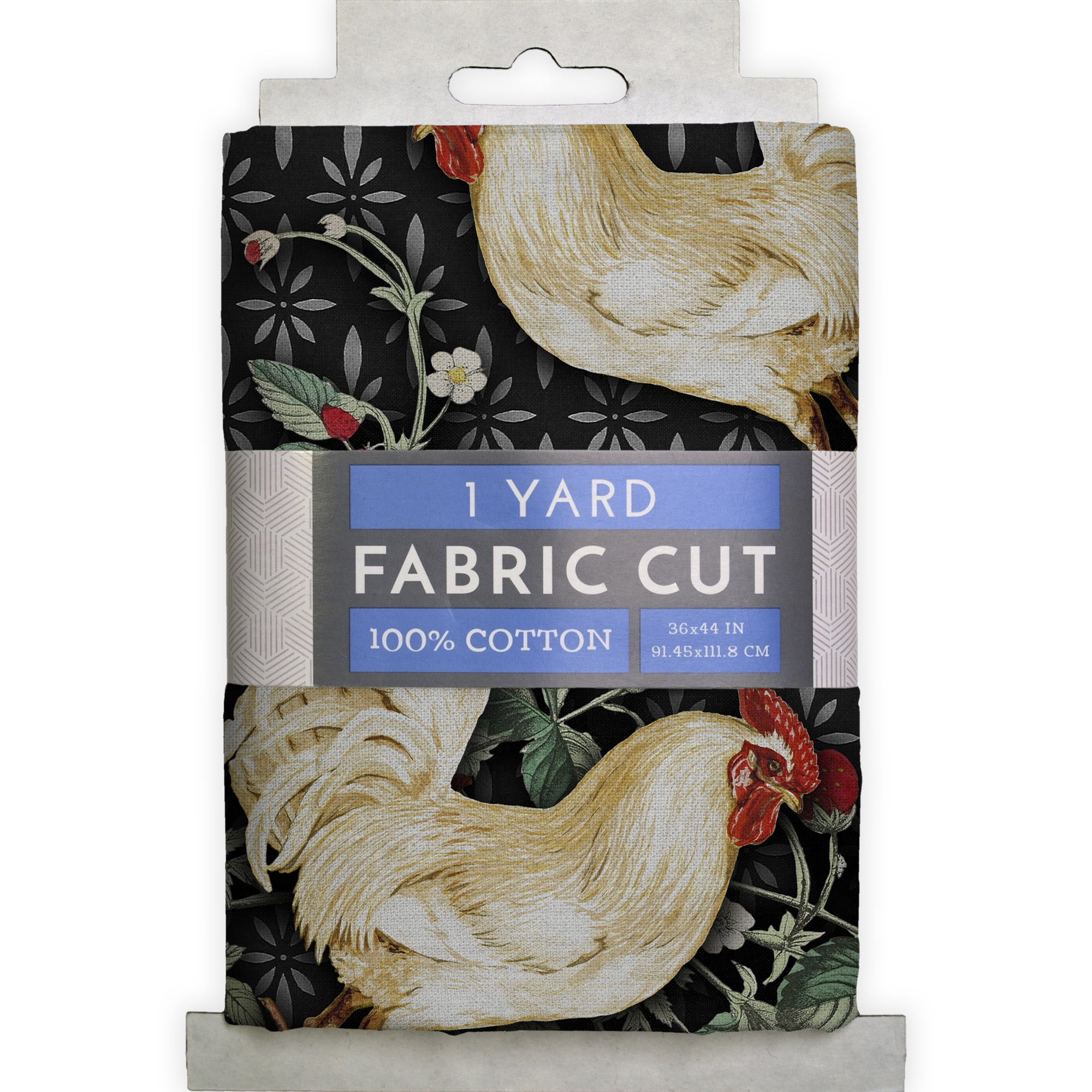 (2 pack) 1 Yard 100% Cotton Country Toss Chicken, Black, 44" Wide for Quilting & Sewing by David Textiles