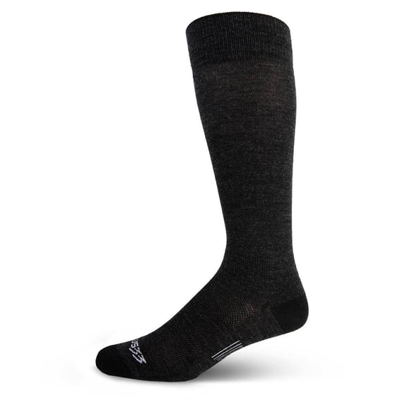 USA Made - Ski and Snowboard Socks - Micro Weight Liner - Over the Calf Socks - Merino Wool - Mountain Heritage - Black - Small