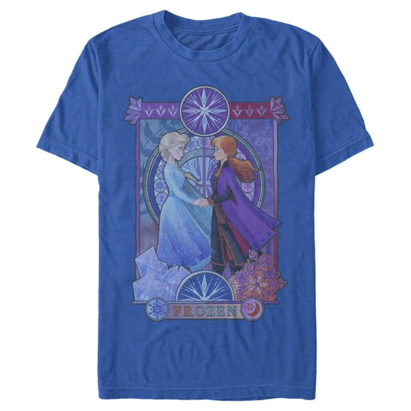 Men's Frozen 2 Sister Stained Glass  Graphic Tee Royal Blue 3X Large