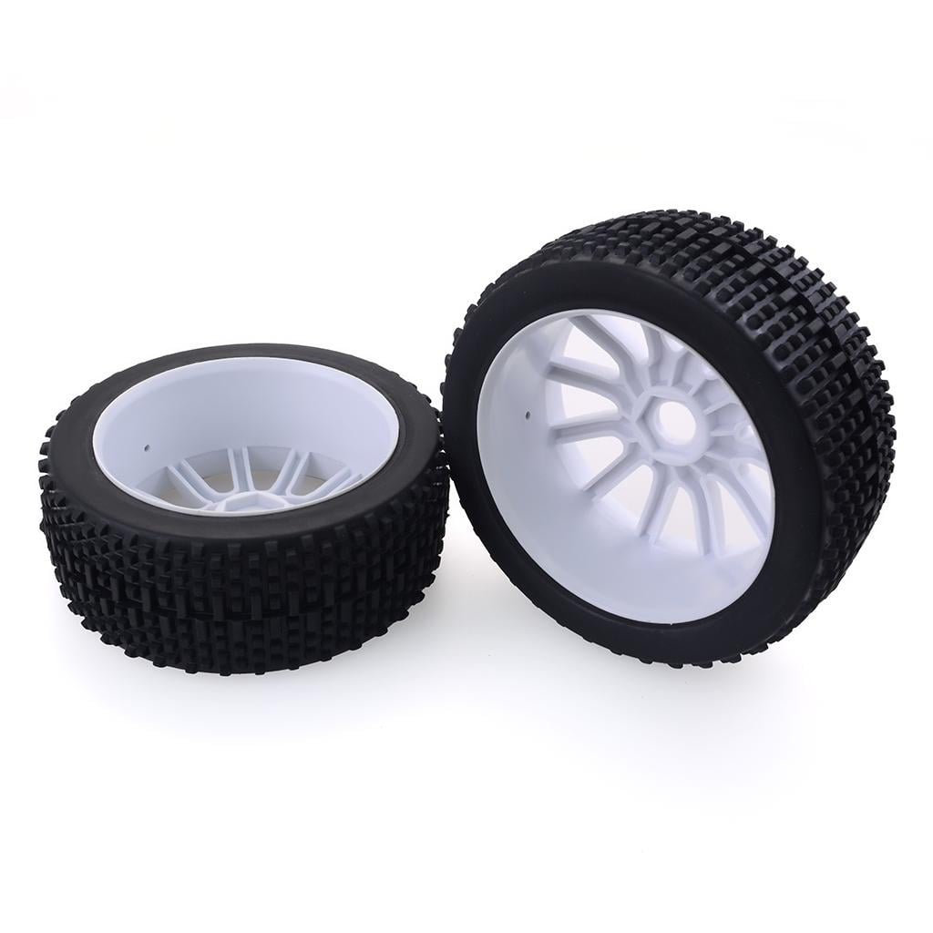 Front and Rear Wheel Rim Rubber Tires for 1/8 Scale RC Crawler Buggy On-road 