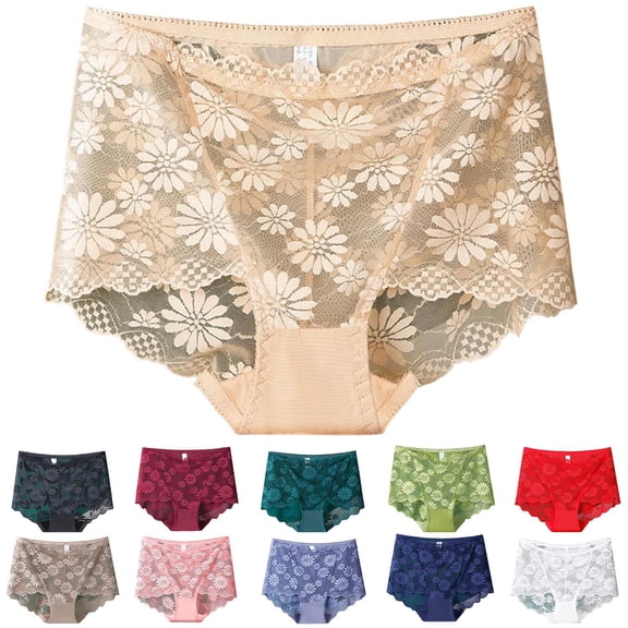 HVOBTTY Women's Plus Size No Show Brief Underwear High Waist Hollow Butt Lifting Crotch Beige, XXL