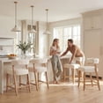 thumbnail image 3 of Dayalane Modern Counter Height Bar Stools Set of 2, 27" H Barrel Back Chenille Upholstered Counter Stools with Wood Legs, Barstools for Kitchen Island, Dining Room Bar, Beige, 3 of 10