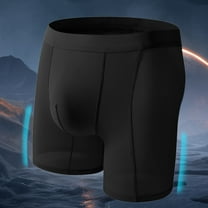 Mens Long Leg Underwear Boxer Briefs Casual Lightweight Solid Breathable Mid Waisted Stretchy Slim-Fit Loungewear Athletic Workout Running Boxers