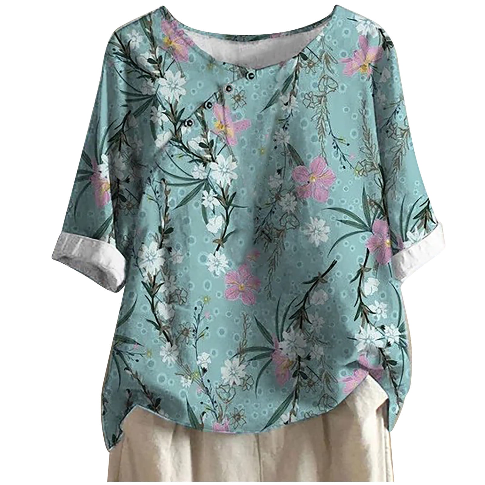 pude subtraktion klippe Viikei Womens Tops Plus Size Fashion Woman Causal Round Neck Printing  Blouse 1/2Sleeve T-Shirt Summer Tops - Walmart.com