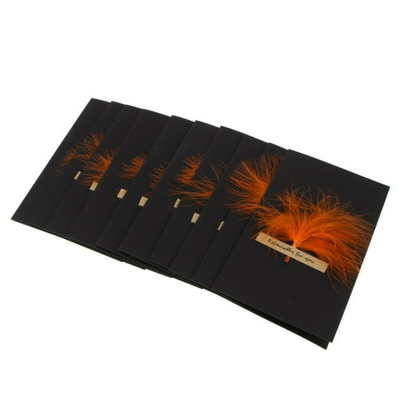 Abbracc Diy Handmade Feather Cards for Wedding Birthday Invitations Greetings,Pack of 10 J