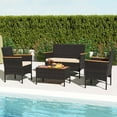 thumbnail image 1 of Costway 4 PCS Patio Wicker Sofa Set with Coffee Table Acacia Wood Armrests & Tabletop, 1 of 8