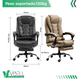 thumbnail image 4 of VBELL Silla Ergonómica Oficina Caqui Cuero Sintético Masaje USB Reposapiés Reclinable, 4 of 6