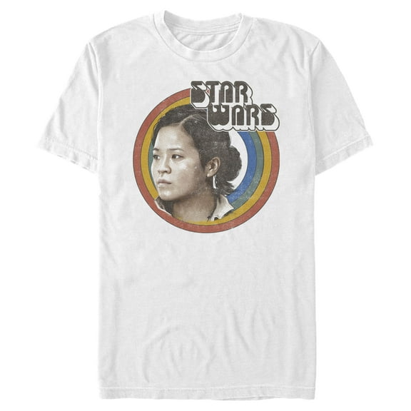 Men's Star Wars: The Rise of Skywalker Rose Retro Rainbow Graphic Tee White Medium