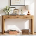 thumbnail image 2 of Hassch Console Table with 3 Storage Drawers, 52" Entryway Table, Rustic Sofa Table for Hallway, Foyer, Living Room, Natural, 2 of 10