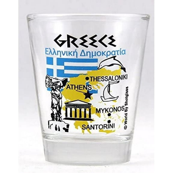 Greece Landmarks and Icons Collage Shot Glass