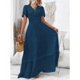 thumbnail image 5 of V-Neck Ruffle Sleeve Maxi Dress In Dark Wash Denim-Look Fabric, 5 of 18