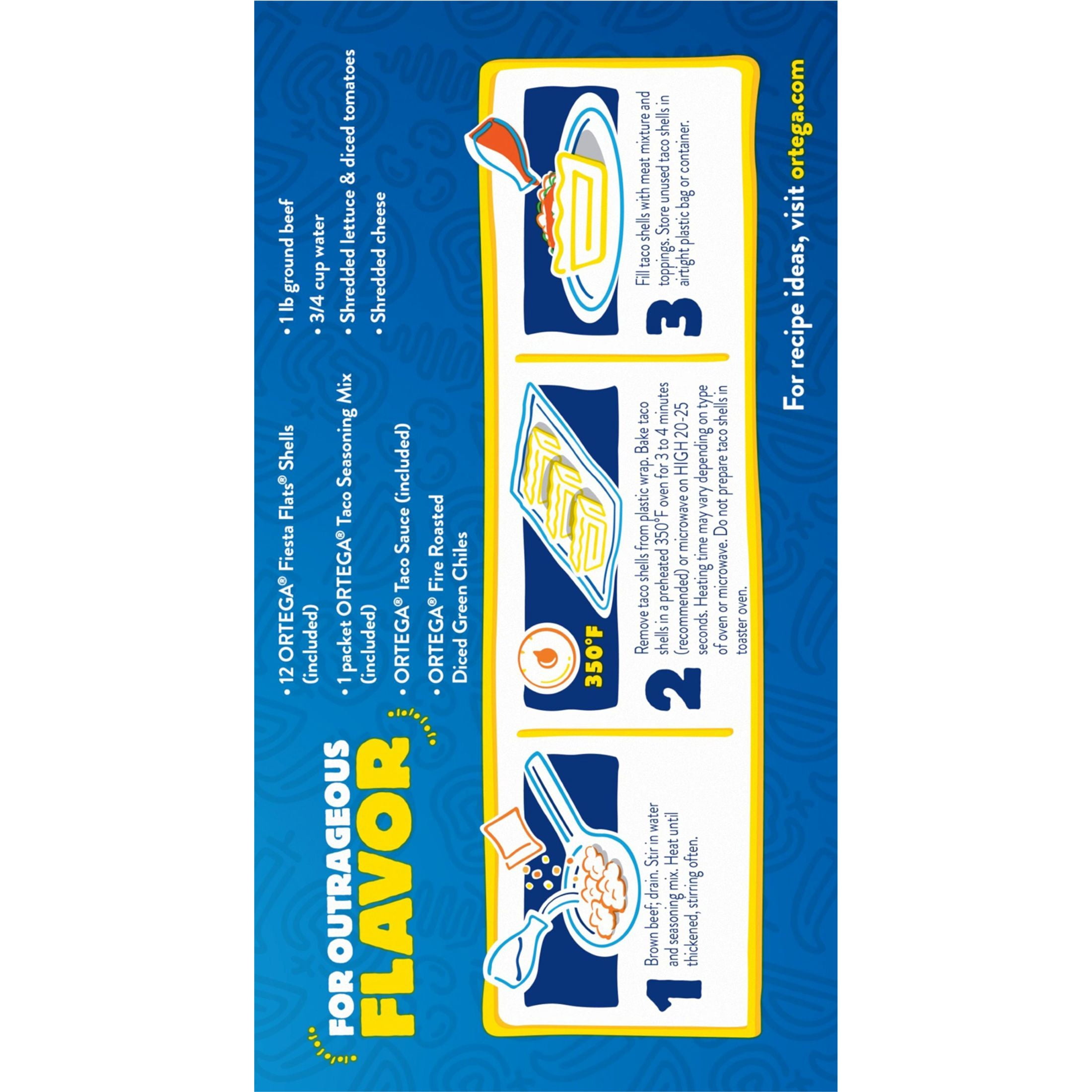 Ortega Fiesta Flats Flat Bottom Taco Shells Kit 9.6 oz