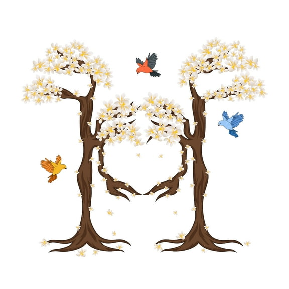 Cherry Blossom Decal Sticker Wall -Vinyl Art Home Room Decor-Wall Decoration For Home-Easy to use-Wall Mural to Transform a Room with a New Look-Size: 10" x 9".