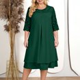 thumbnail image 1 of Uootdi Robes Grande Taille pour Femmes Col Rond Manches 3/4 Robes Brodées Élégantes Robes Midi Formelles Tenue de Fête Cadeau, 1 of 9