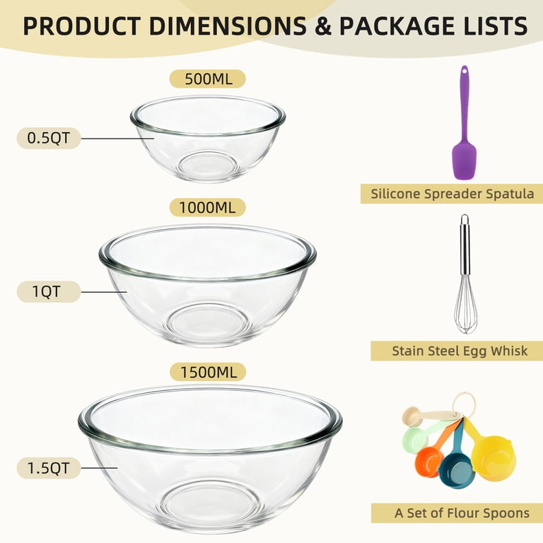 TAIMASI 10-Piece Glass Mixing Bowl Set with Baking Tools photo 5