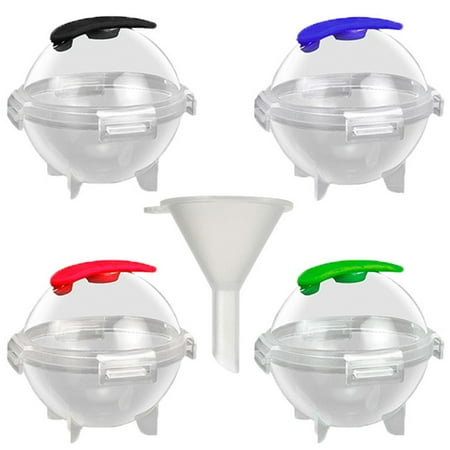 

Thinsont Ice Ball Molds Sphere Drink Beverage Large Cube Moulds Leak-proof Party Bar Drinking Refillable Jelly Freezing Maker 4PCS with Funnel