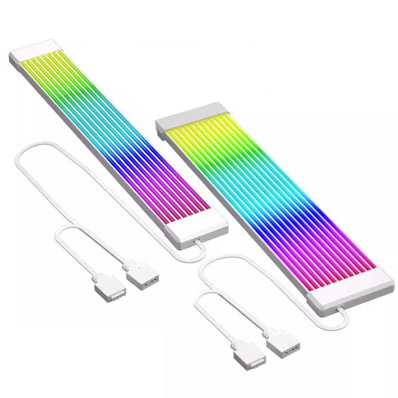 Flexible RGB LED Light Strip Bar ARGB Board Cover For Computer Power Supply ATX 24PIN GPU Video Card Cables And Case White Kit A Light Strip