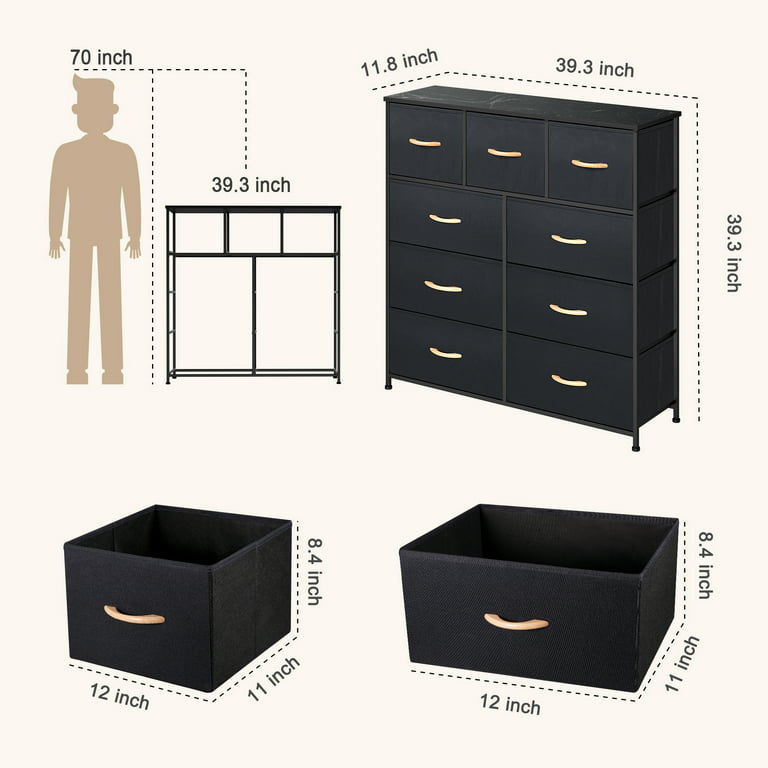 9 Compartment Drawer Organizer Fabric Storage Tower for Bedroom