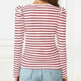 thumbnail image 5 of T Shirts for Womens Crew Neck Loose Tees with Puffy Sleeves Base Tops Striped Long Sleeve Shirt Women, 5 of 7