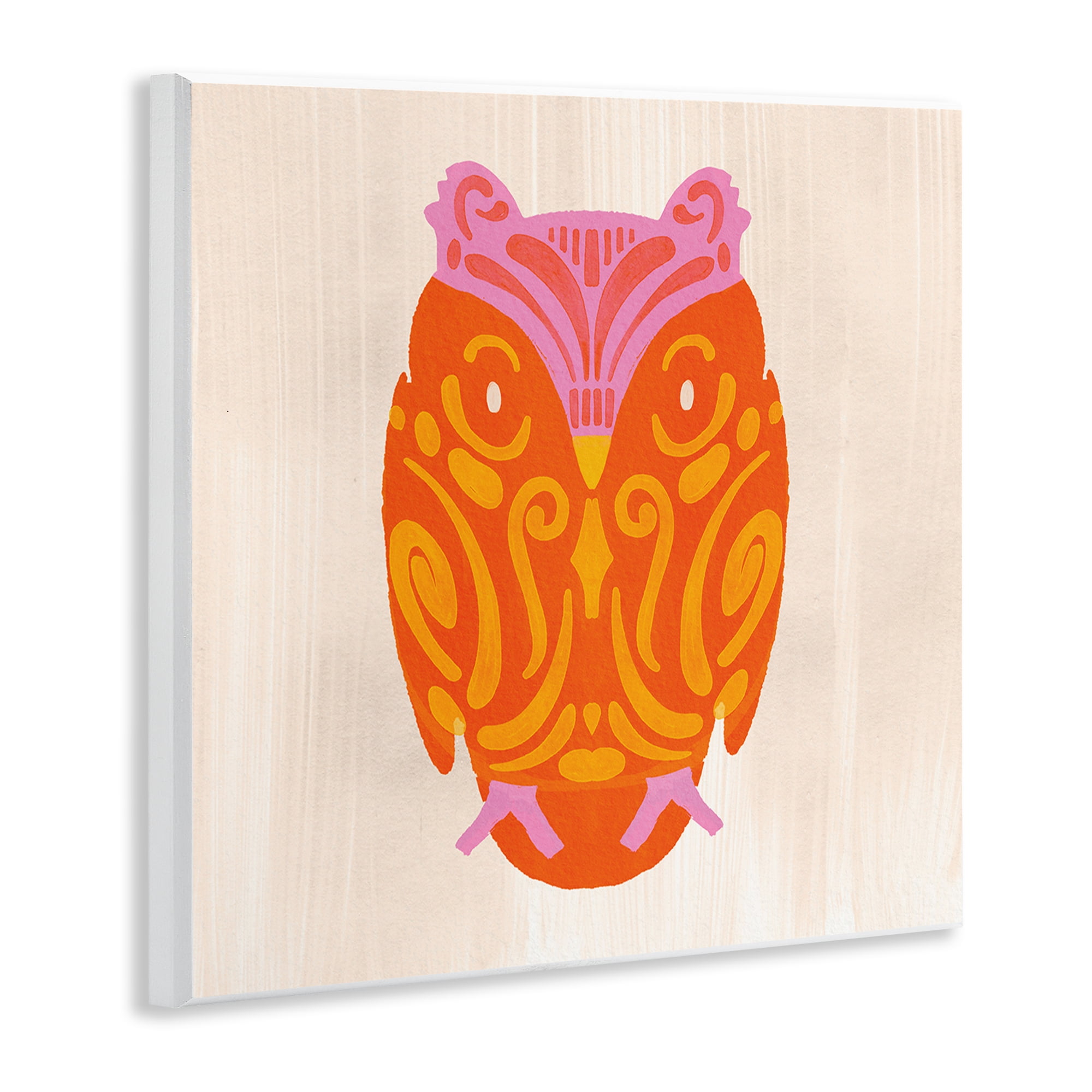 Stupell Industries Vibrant Folk Owl Motif Wall Plaque Art, design by The Paper Curator