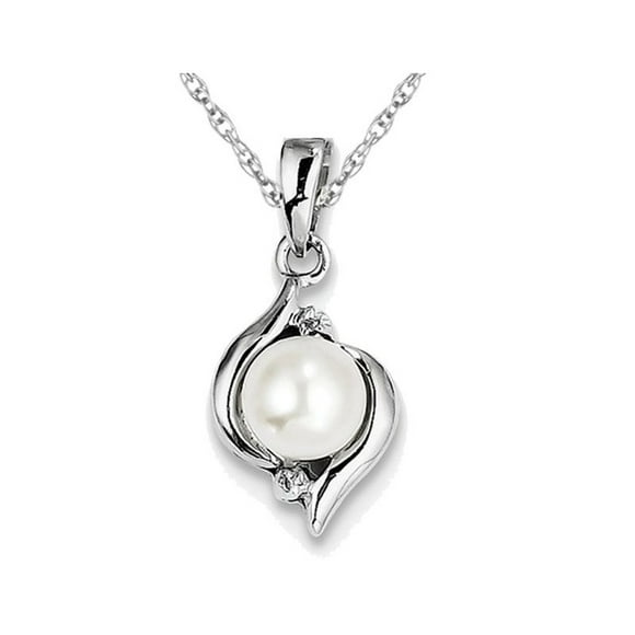 Cultured Freshwater Pearl 6mm Pendant Necklace in Sterling Silver