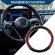 thumbnail image 3 of Funda para volante de cuero artificial PU Unique Bargains ABS Protector de volante de automóvil 14.96" Negro Rojo Vino patrón de fibra de carbono 1Pc, 3 of 6