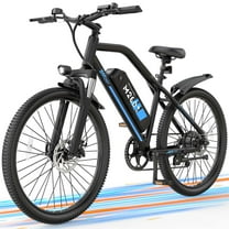 HeloKeep M2601 Electric Bike for Adults, 500W Motor, 48V 375Wh Removable Battery, 26" Puncture-Resistant Tires, 20MPH 7-Speed Ebike with Front Suspension & Disc Brakes, UL2849, Blue