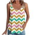 thumbnail image 2 of Tank Tops for Women Plus Size Clearance Sleeveless Print Crew Neck Printed Court Lock Casual Camisole Round Neck Tank Pink 2XL, 2 of 5
